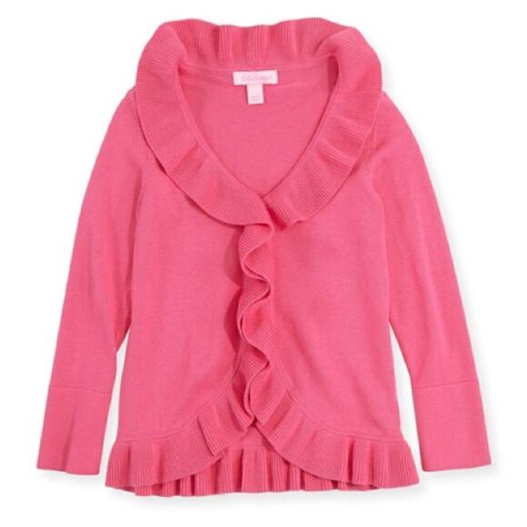 Lilly Pulitzer Keirnan Long-Sleeve Ruffle Cardigan Pink - Picture 1 of 8